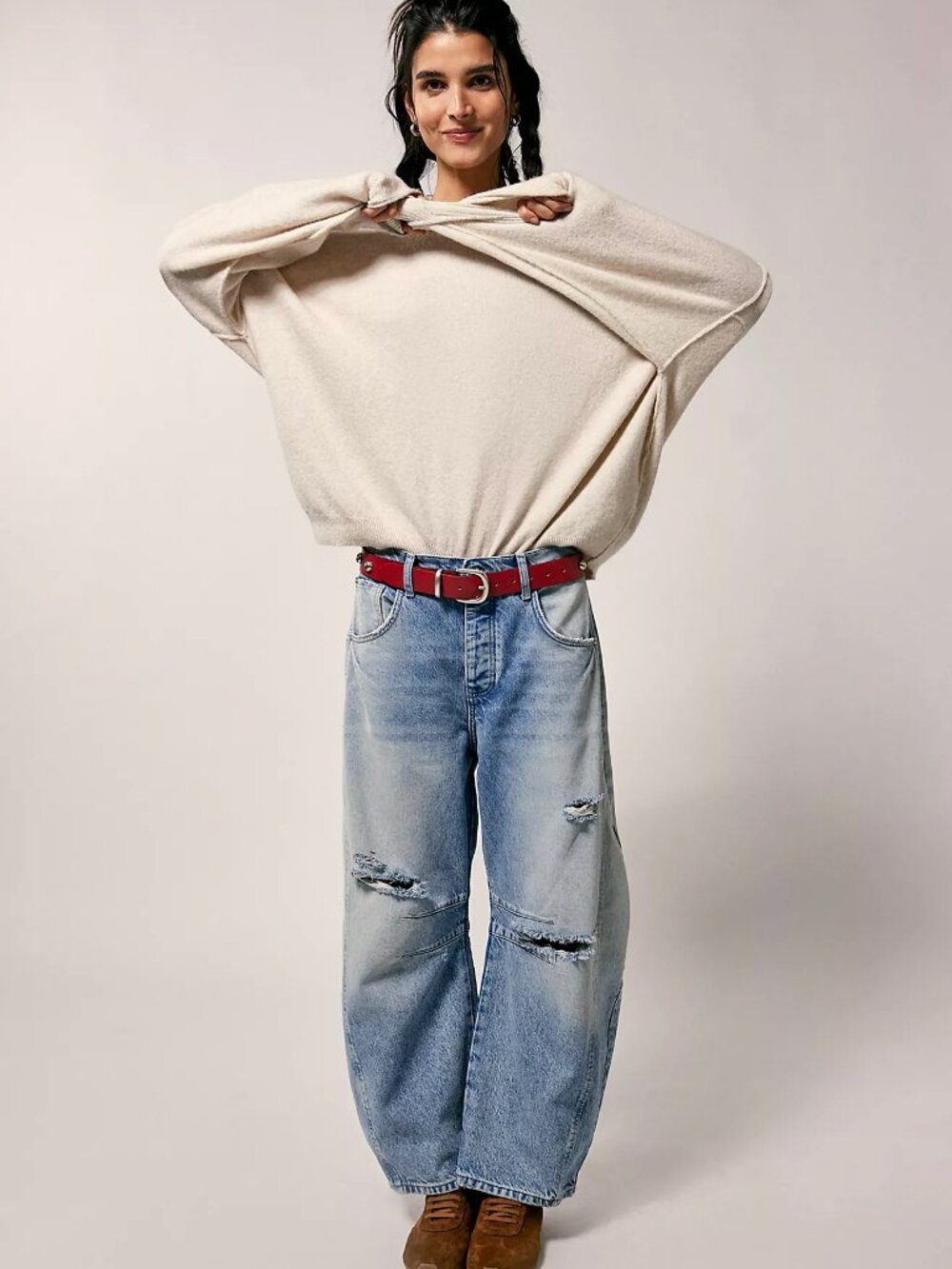 WE THE FREE good luck mid rise barrel jean barnyard blue / size 25S